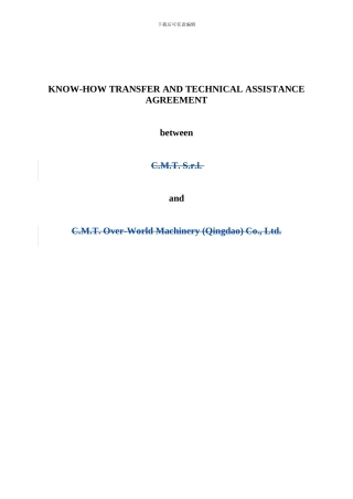 合资公司技术转让协议Know-how-transfer-and-technical-assistance-agreement