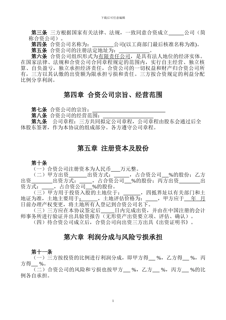 合资成立公司协议_第2页