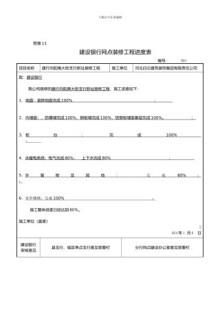 向阳路建设银行网点装修工程进度表-2