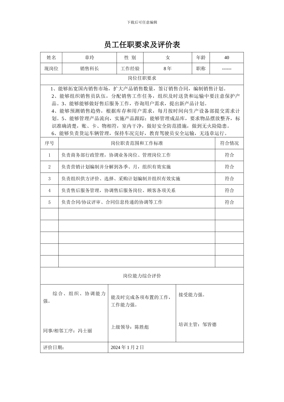 员工任职要求及评价表_第2页