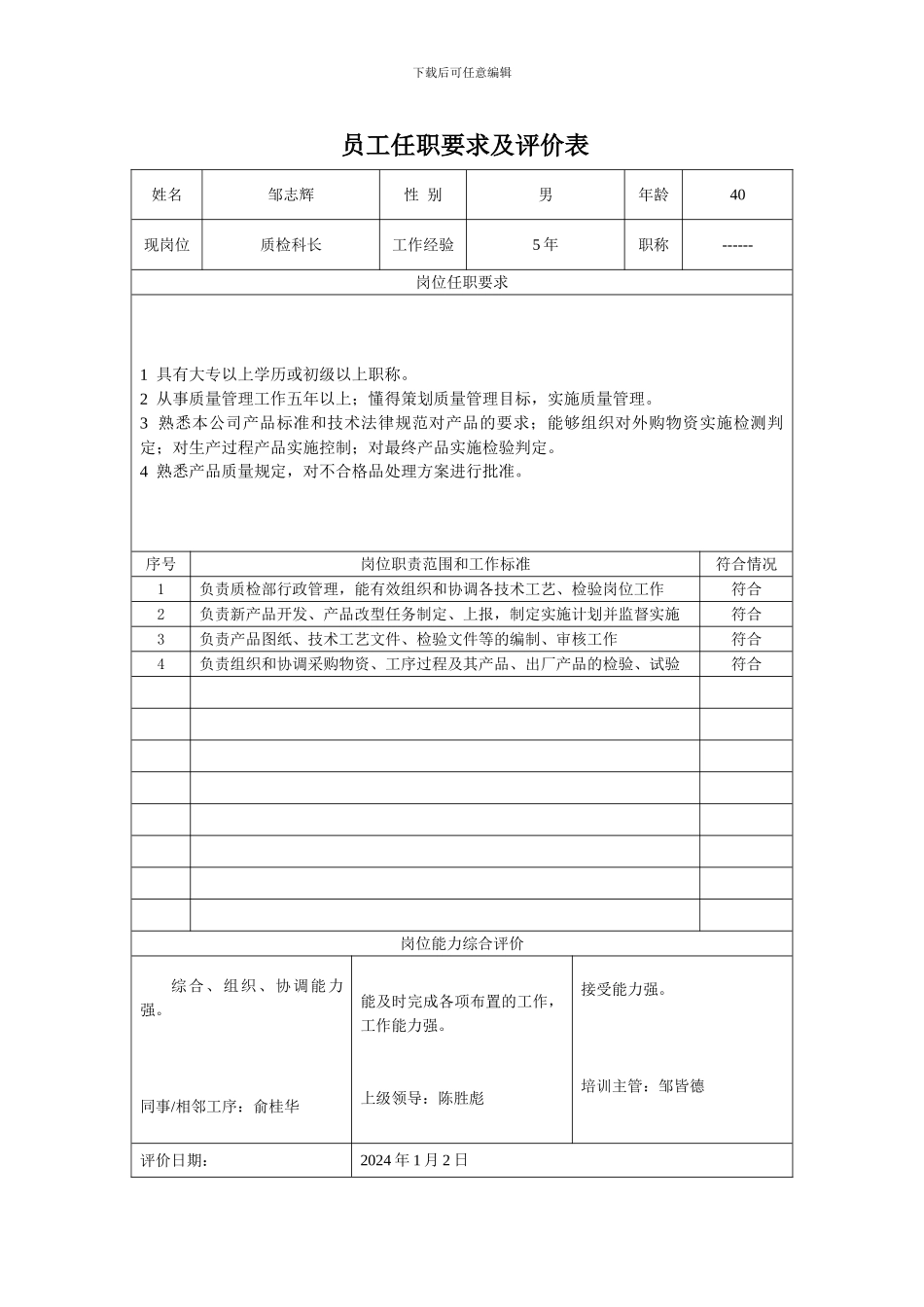 员工任职要求及评价表_第3页