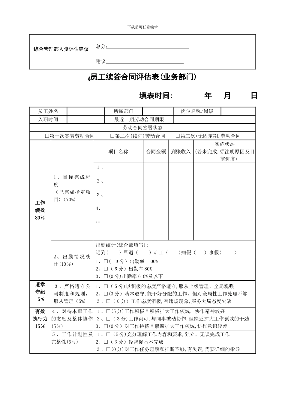 员工续签合同评估表_第2页
