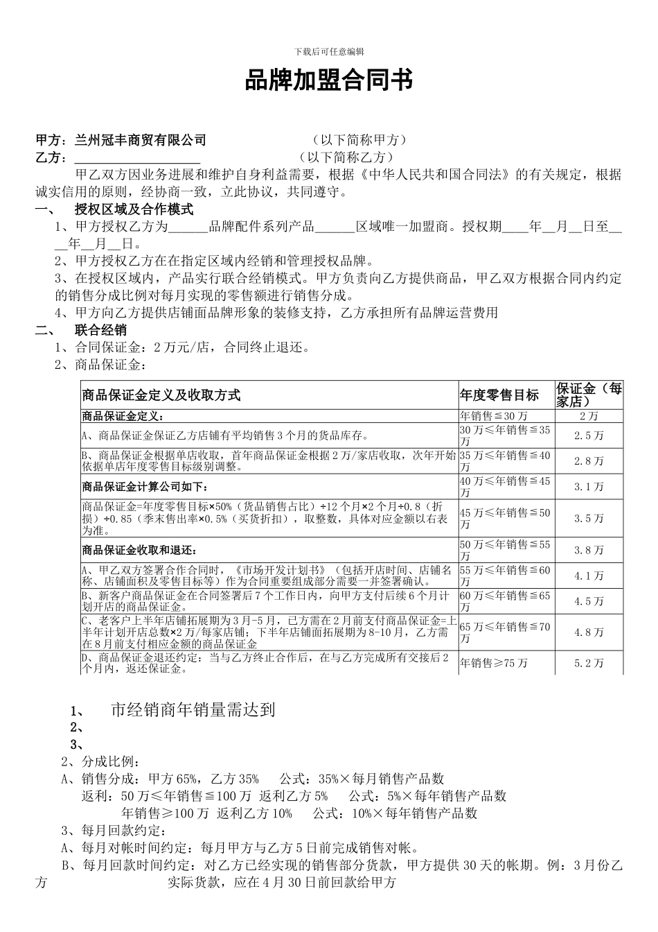 品牌加盟合同书_第1页