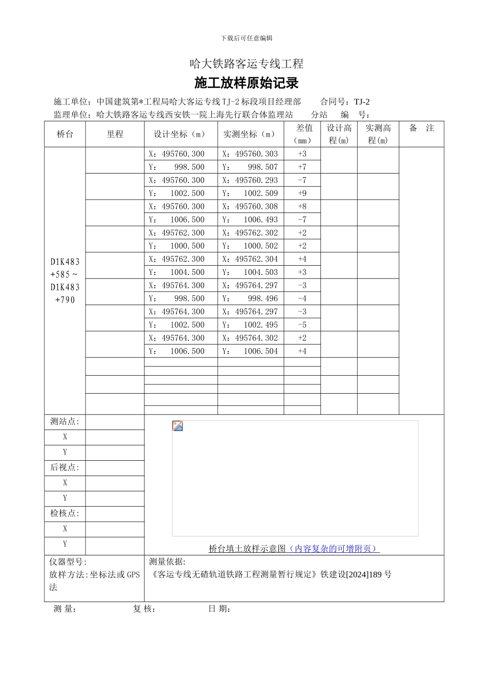 哈大客运专线桥梁台后填土、锥体及其他-检查记录表范本_第2页