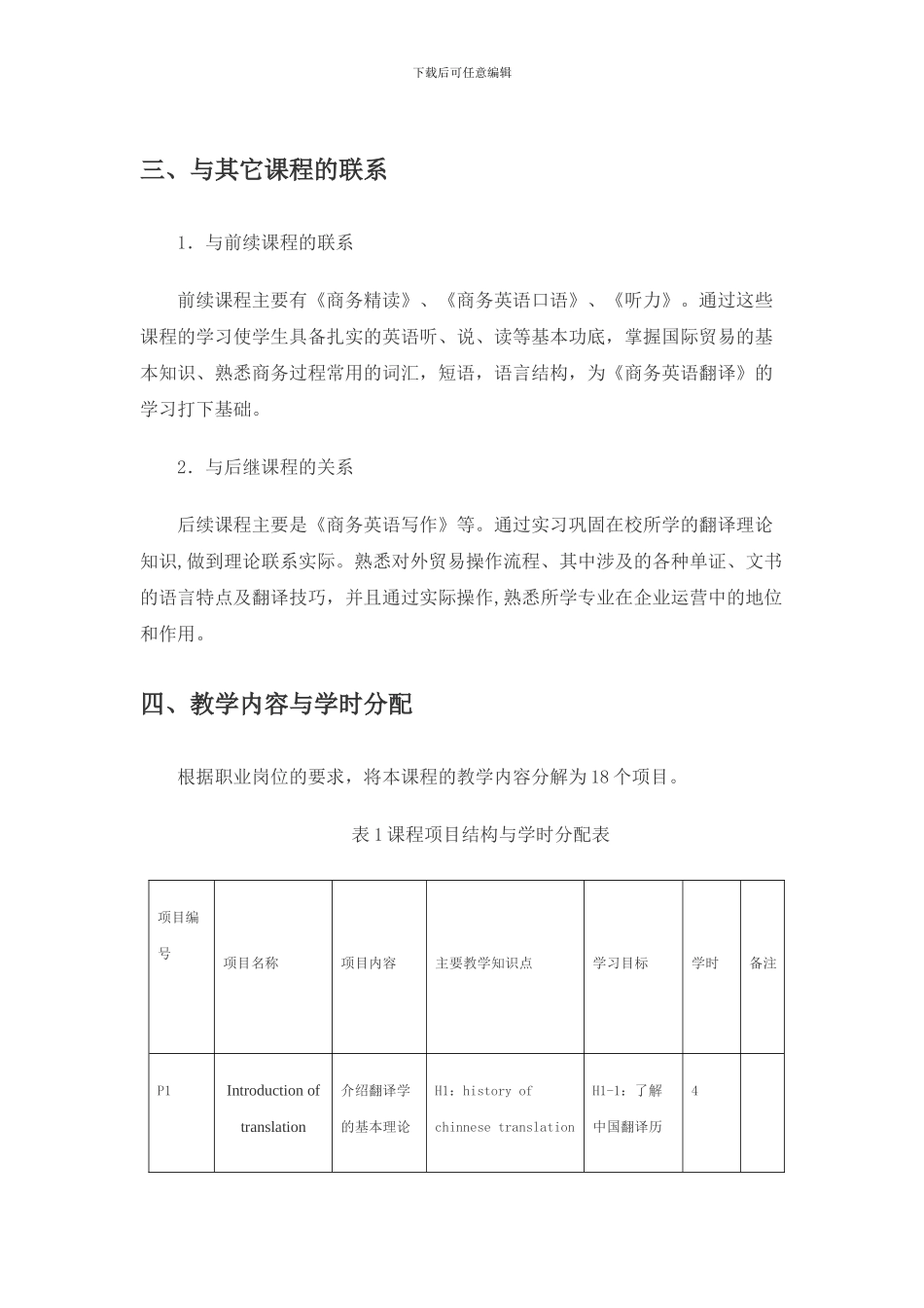 商务英语翻译课程标准_第3页