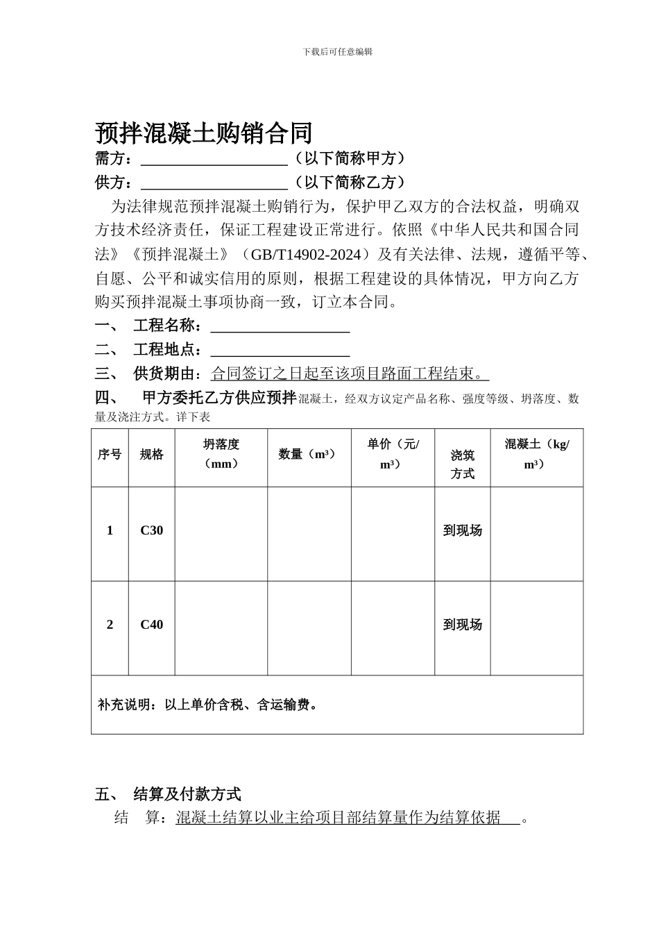 商品混凝土购销合同范本_第1页