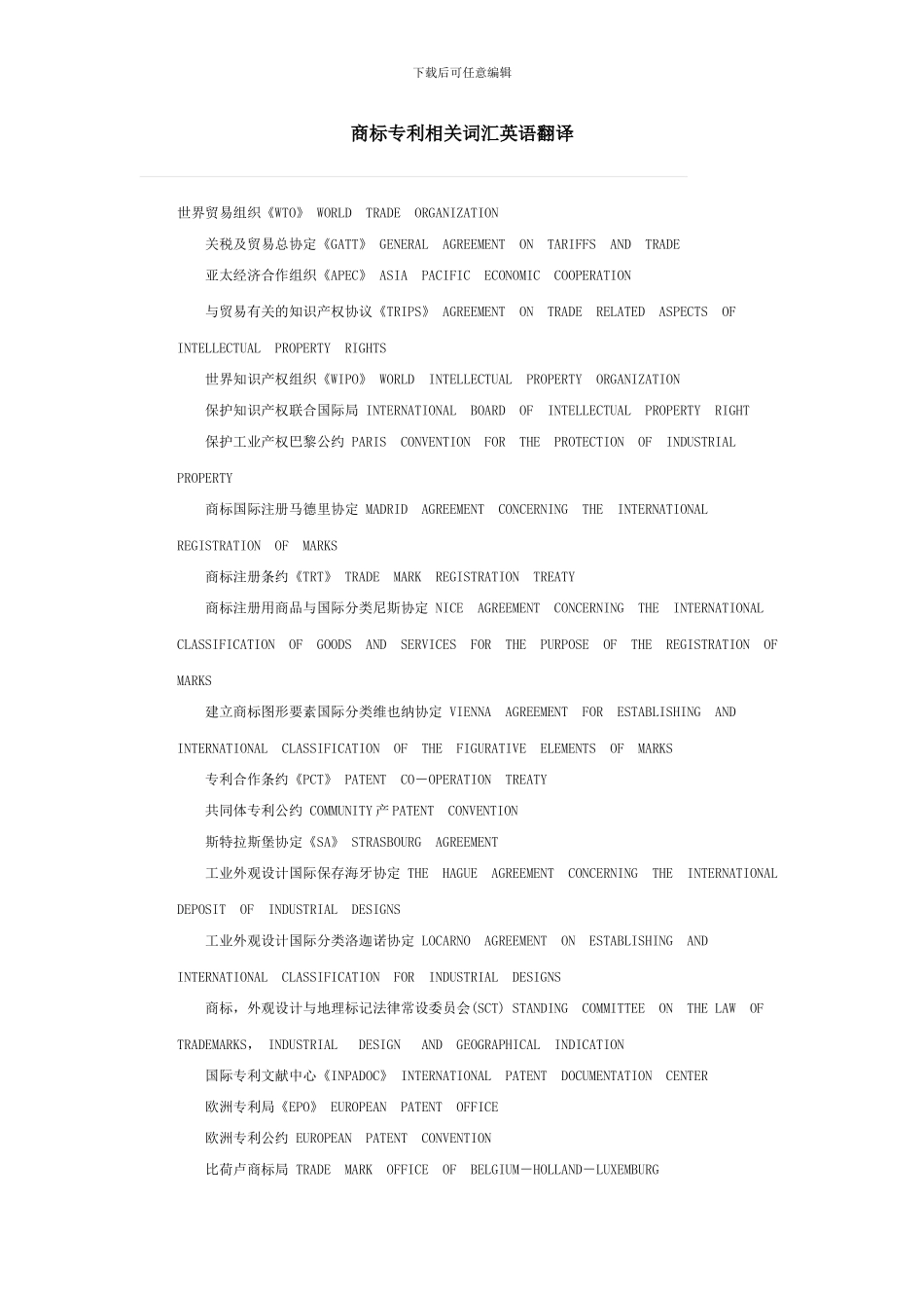 商标专利相关词汇英语翻译_第1页