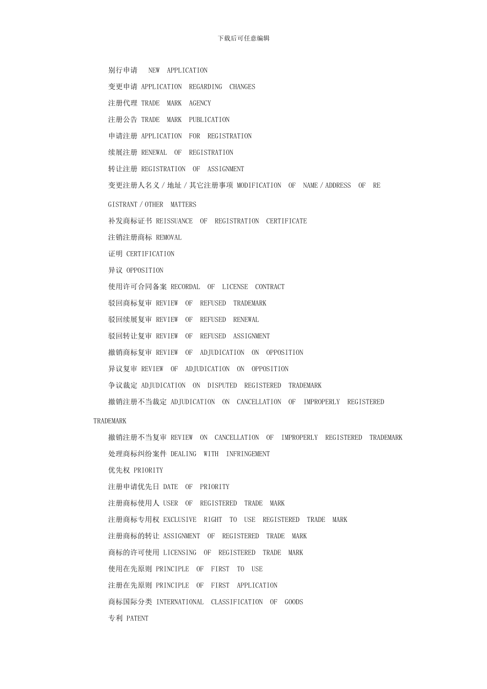 商标专利相关词汇英语翻译_第3页