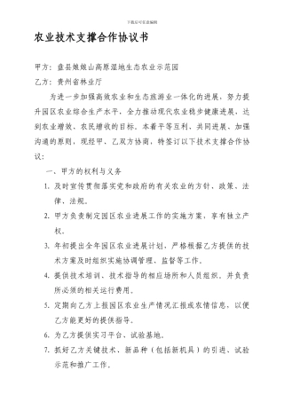 园区技术支撑合作协议书