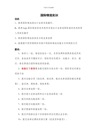 国际物流实训资料
