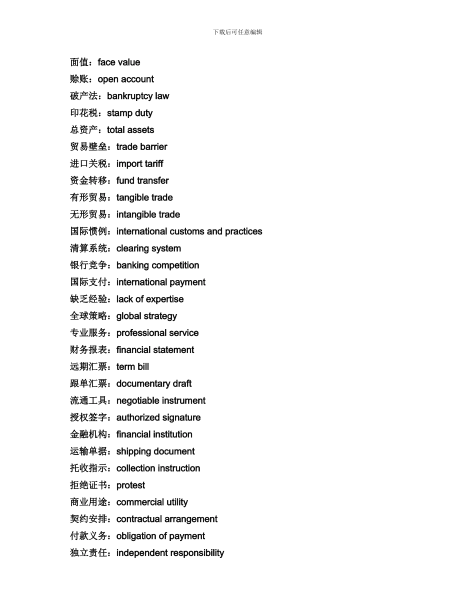 国际结算中英文互译总结_第1页