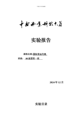 国际货运代理实验报告