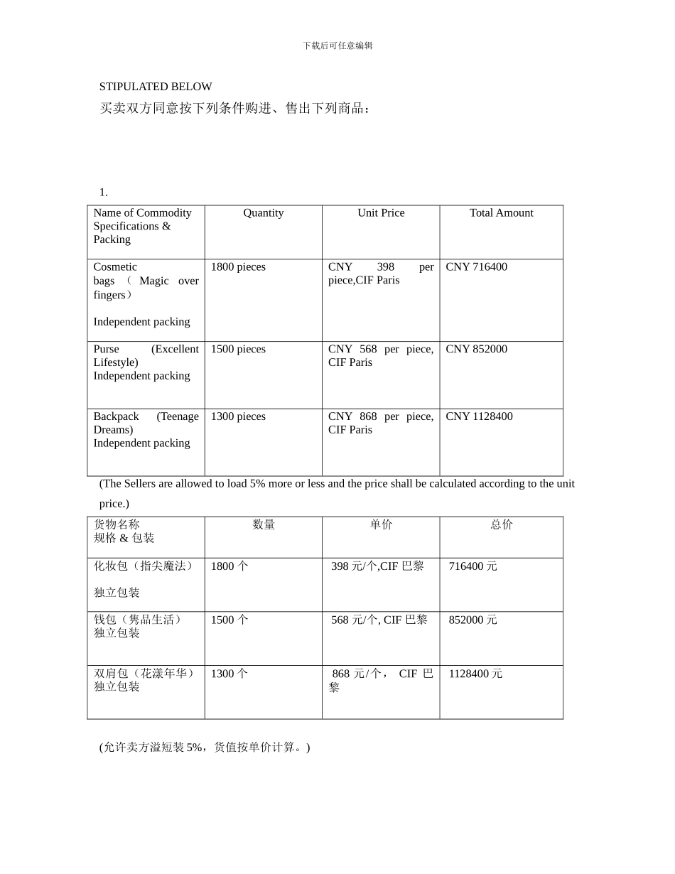 国际贸易—函电正式合同_第2页