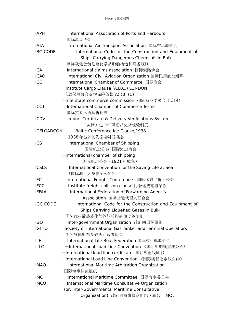 国际贸易、航运组织、运输协定、法规及系统;租船合同和航运条款_第3页