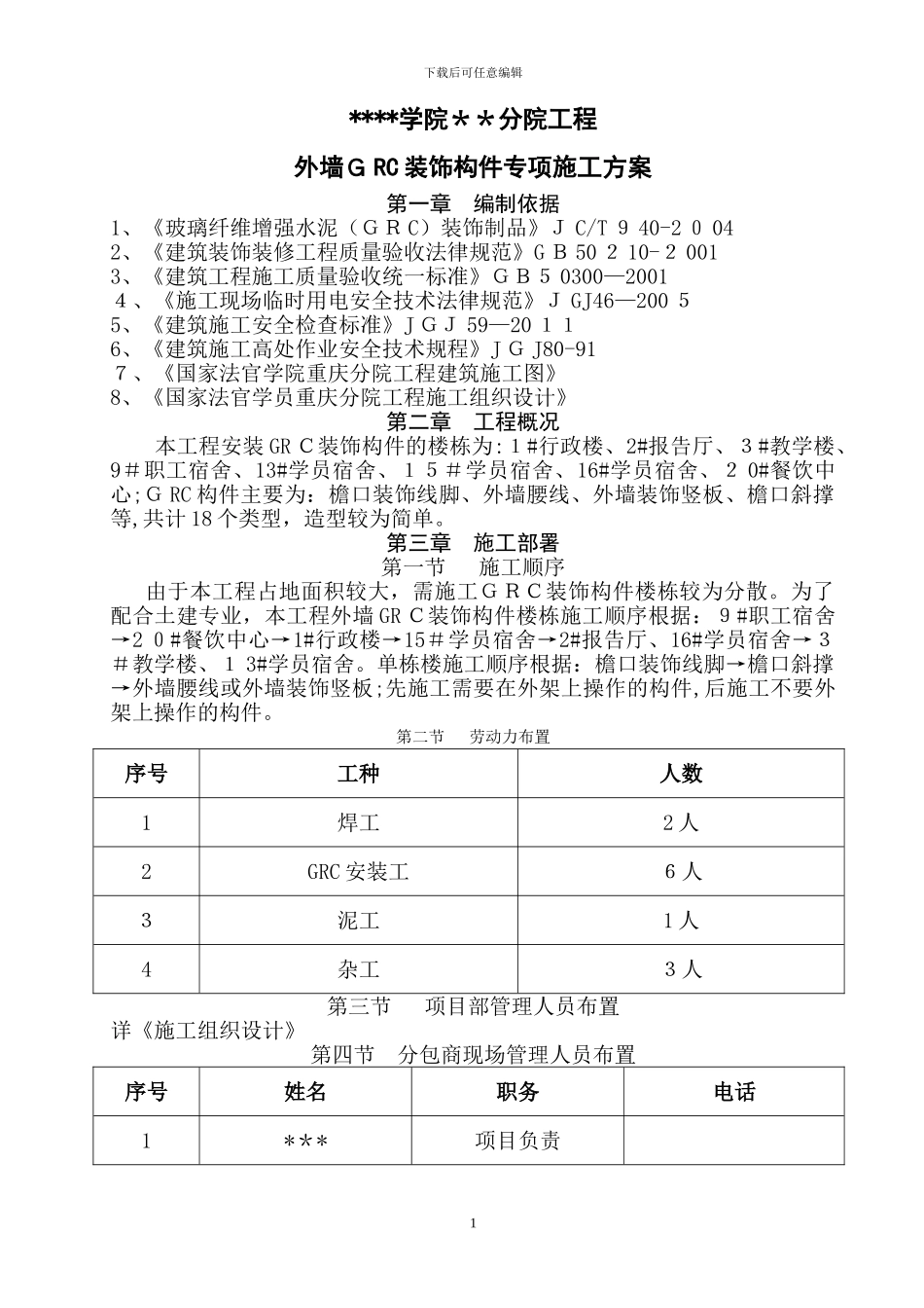 外墙GRC装饰构件专项施工方案_第1页
