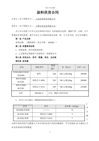 外墙涂料供货合同.