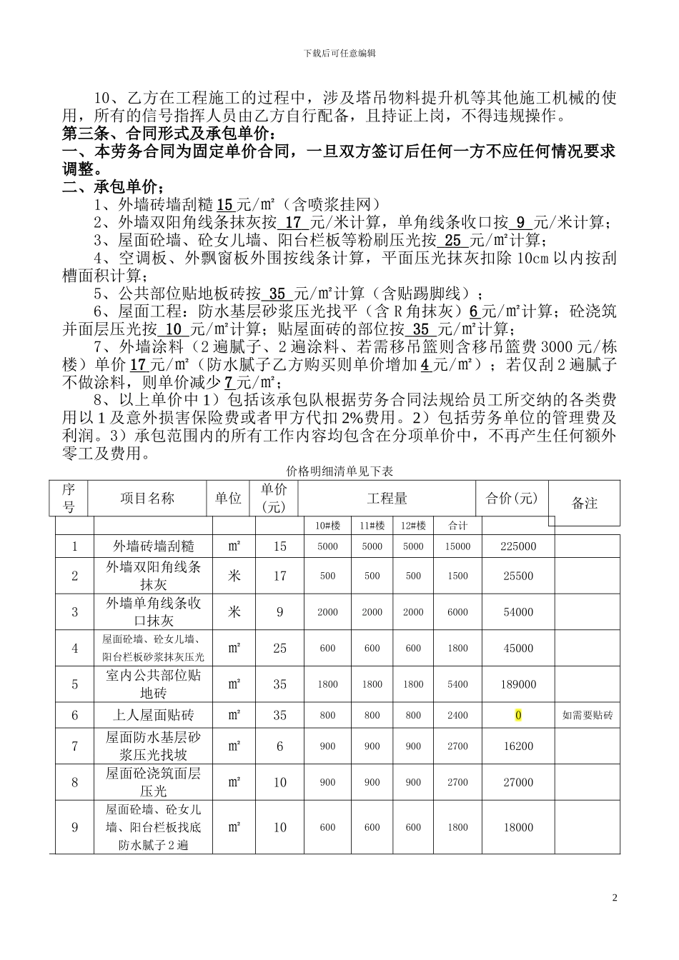 外墙粉刷涂料施工劳务合同_第2页