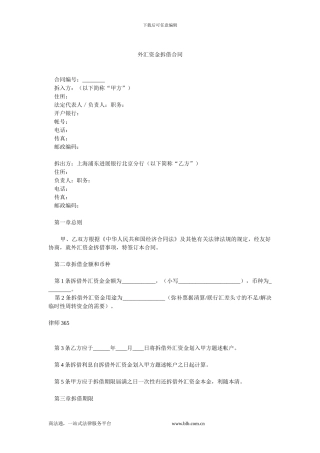外汇资金拆借合同-0.doc