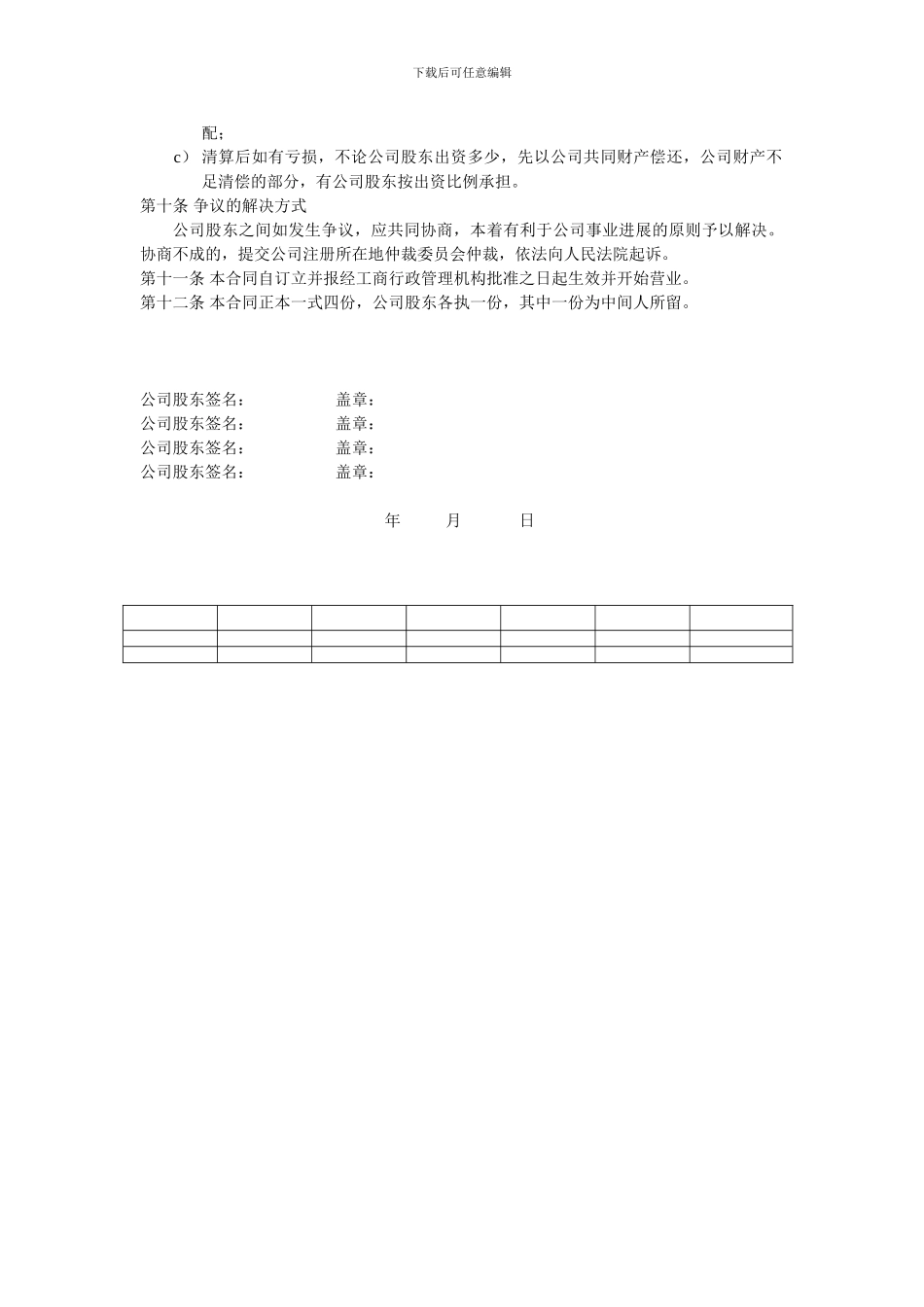 大通快递甘肃公司八里窑分公司股东合作协议草本_第3页