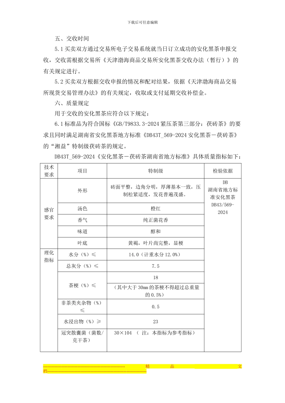 天津渤海商品交易所安化黑茶现货电子交易合同_第2页