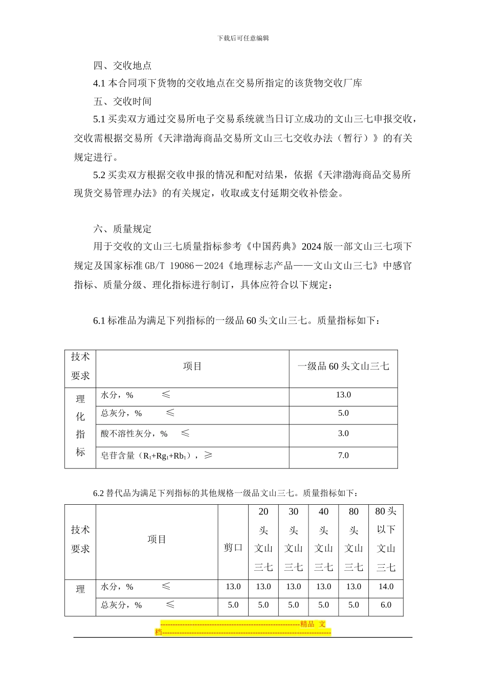 天津渤海商品交易所文山三七现货电子交易合同_第2页