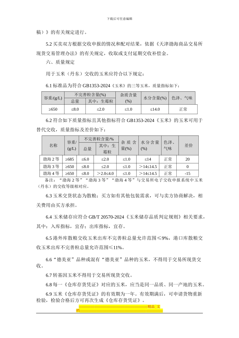 天津渤海商品交易所玉米现货电子交易合同_第2页