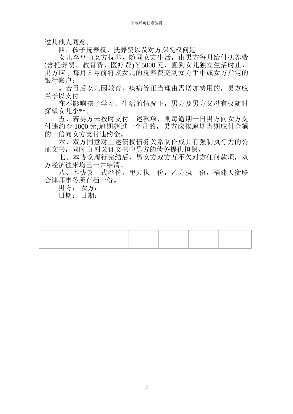 夫妻财产分割之财产分割协议书范本_第3页