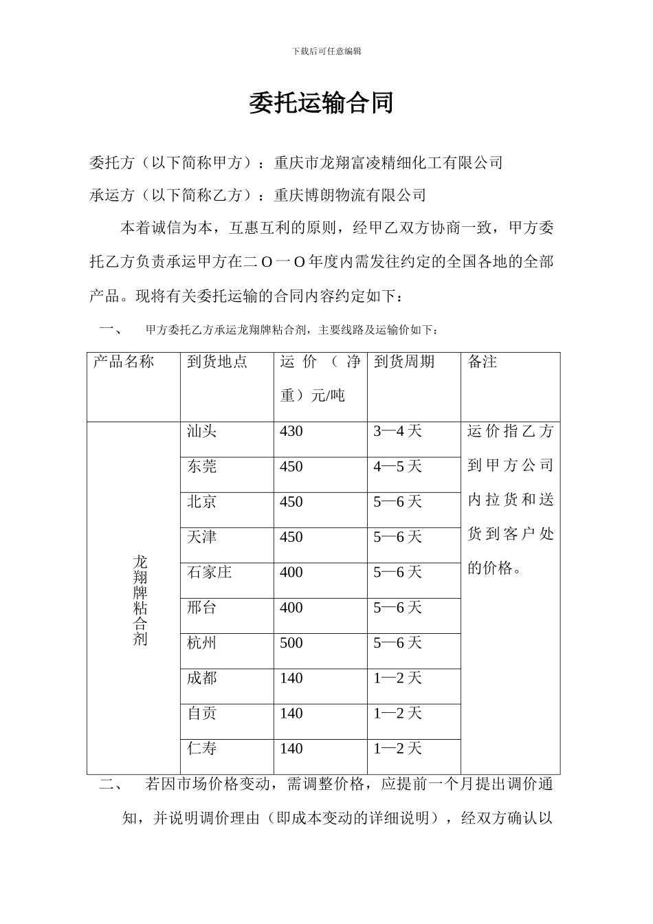委托运输合同_第1页