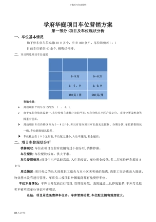 学府华庭车位营销方案