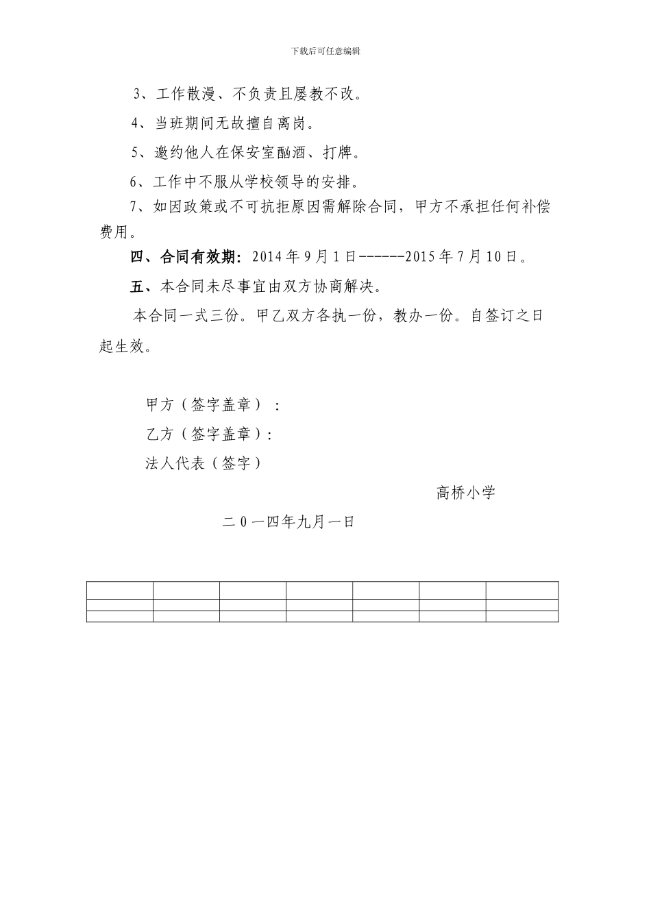 学校保安人员聘用合同书_第3页