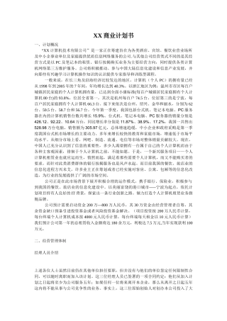 XXX网络商业计划书