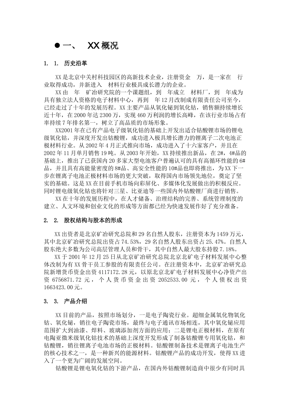 XX材料科技有限公司商业计划书_第2页