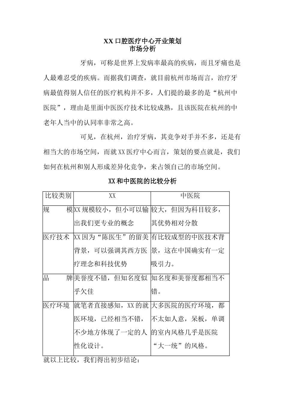 XX口腔医疗中心开业策划方案_第1页