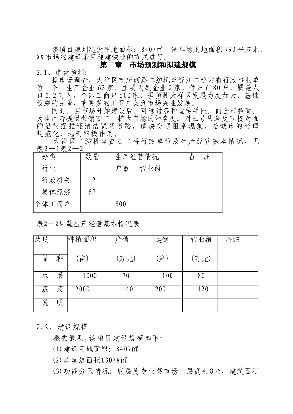 XX区XX农贸综合市场项目可行性报告_第3页