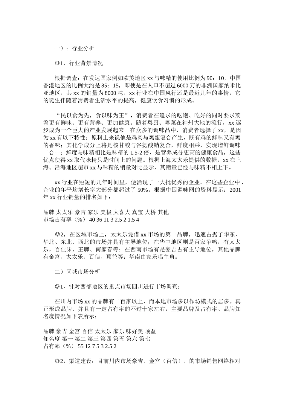 xx食品烟草食品行业市场调查报告_第1页