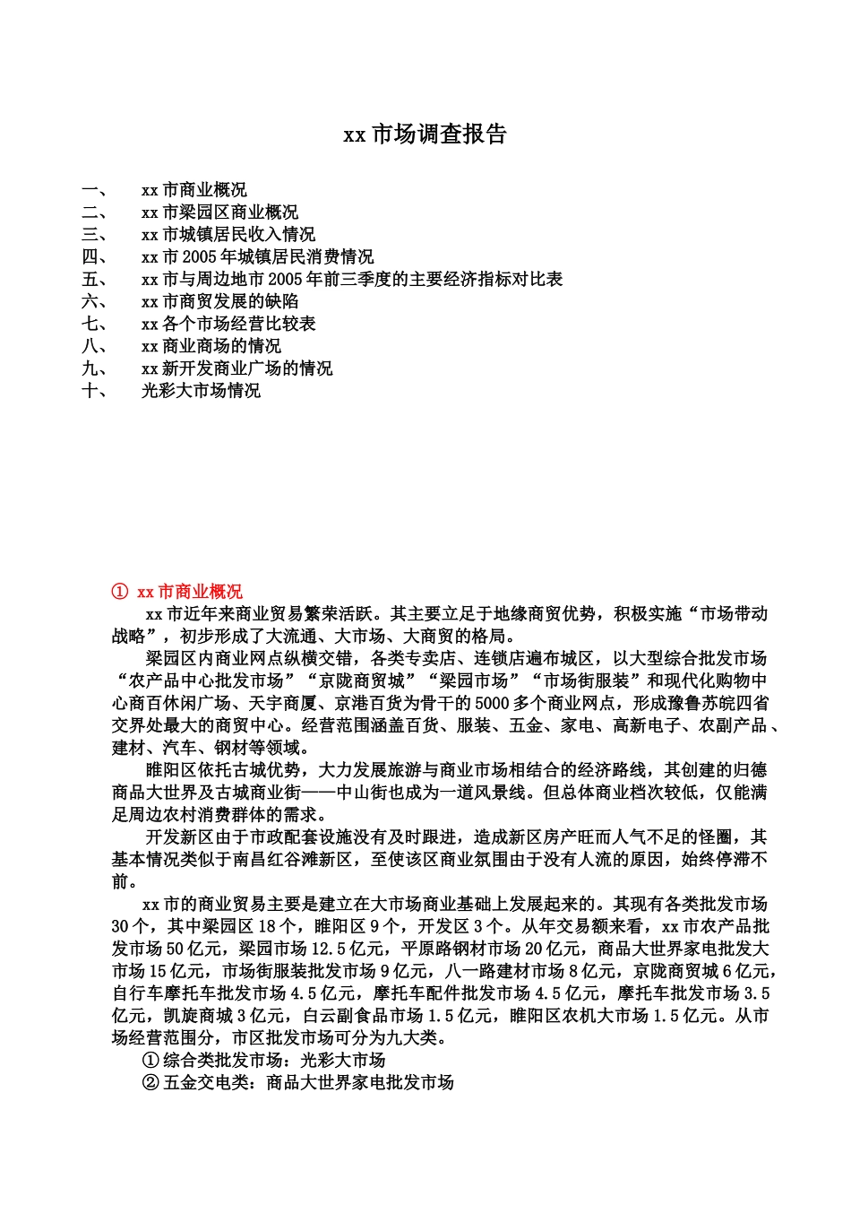 xx市场园区商业调查报告_第1页