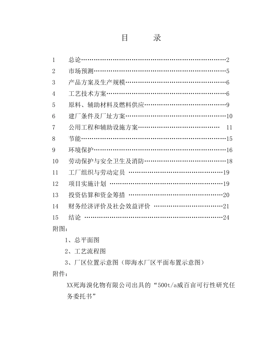 XX死海溴化物有限公司出具的“500ta威百亩可行性研究_第1页