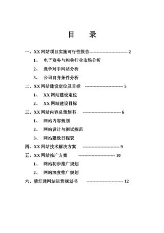 XX网站电子商务项目规划书