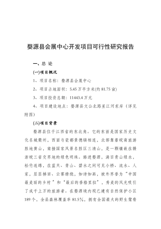 XX县会展中心开发项目可行性研究报告