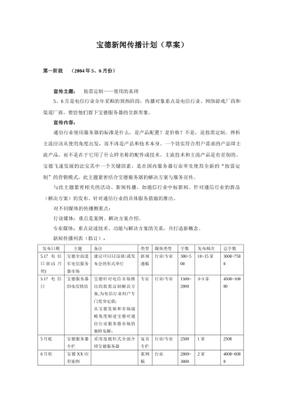 宝德新闻传播计划
