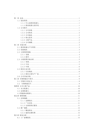 北京杜克机器人公司创业计划书