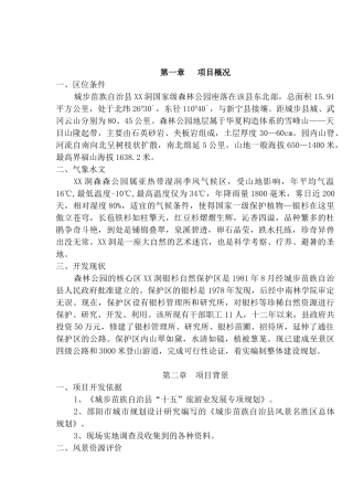 城步苗族自治县XX洞国家级森林公园可行性分析报告