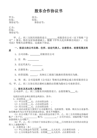 股东合作协议书(1)