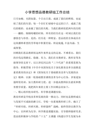 小学思想品德教研组工作总结