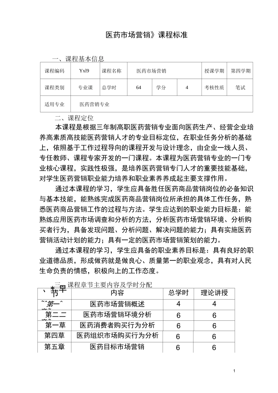 《医药市场营销》教学大纲_第2页
