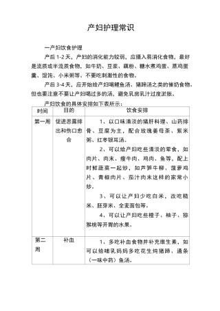 产妇护理常识