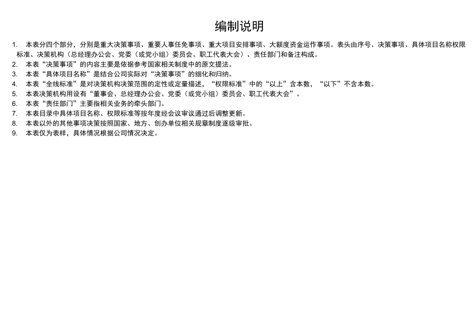 “三重一大”决策事项目录(模板)_第2页