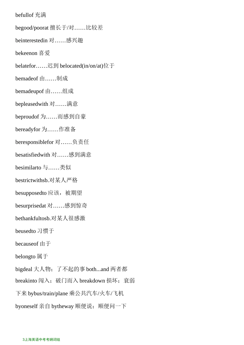 上海英语中考考纲词组_第3页