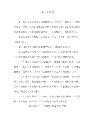 母子公司内部控制规范——基本规范