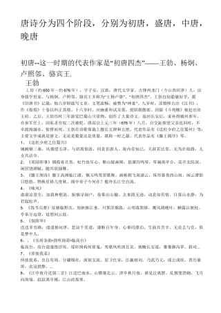 唐代诗人的演变及代表作